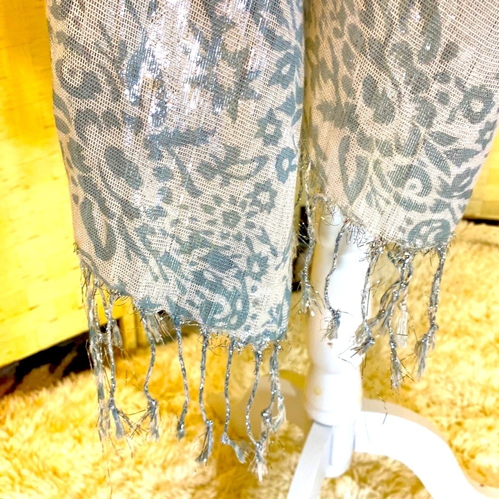 SILVER SCARF WRAP SHINY  69”x 21” - Picture 3 of 8